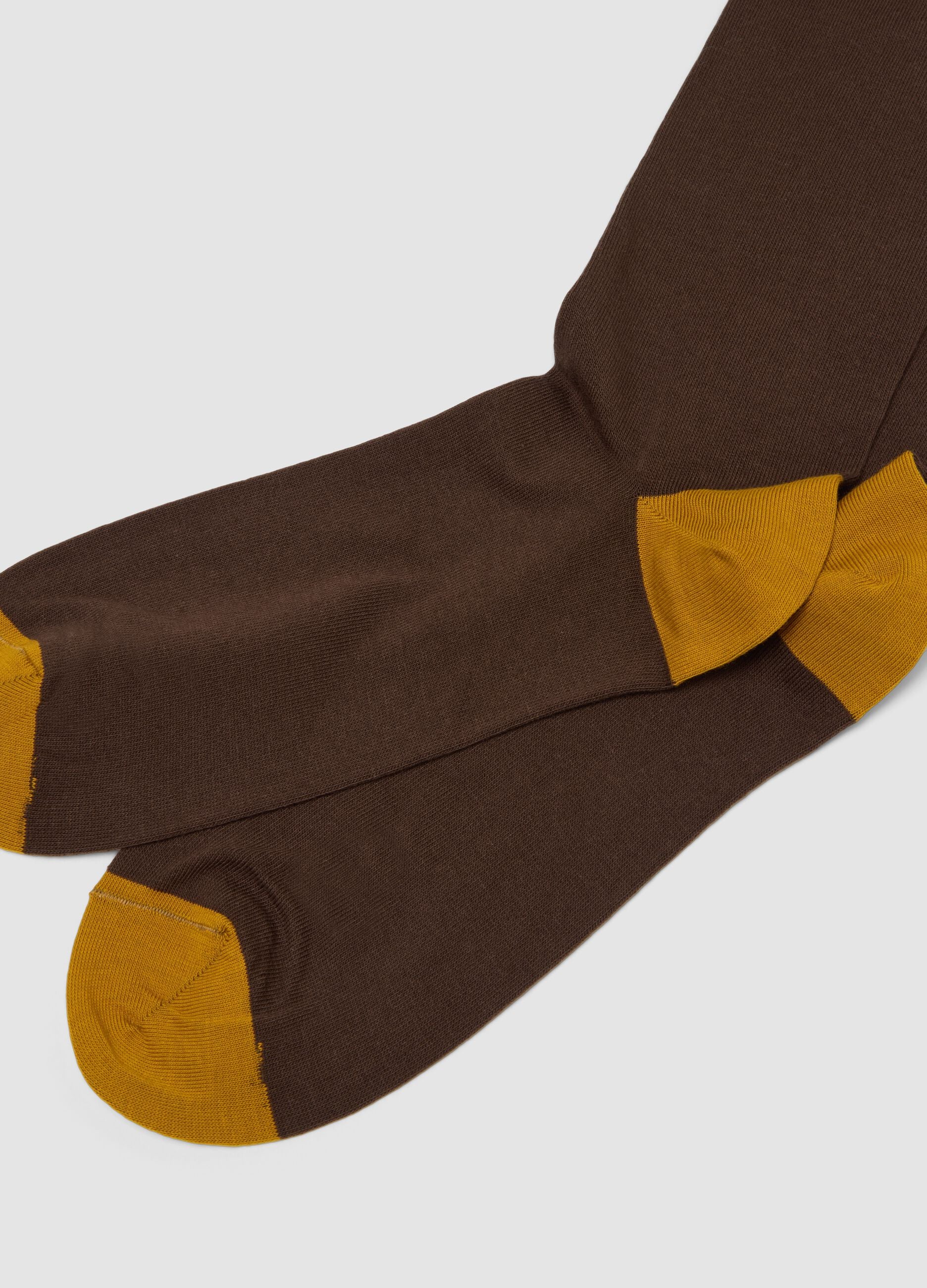 Brown long socks in stretch cotton