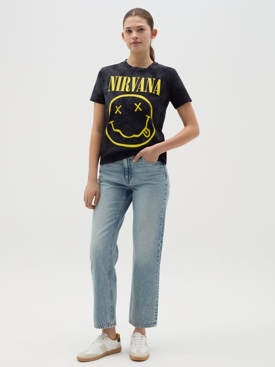 Tie-dye T-shirt with Nirvana print_1
