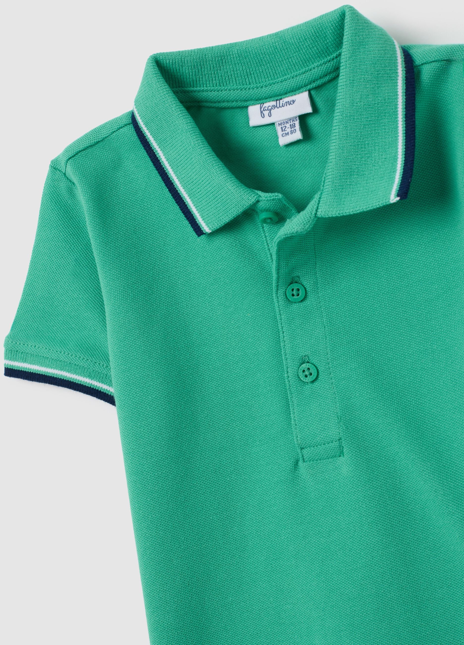 Children's green pure cotton polo regular fit