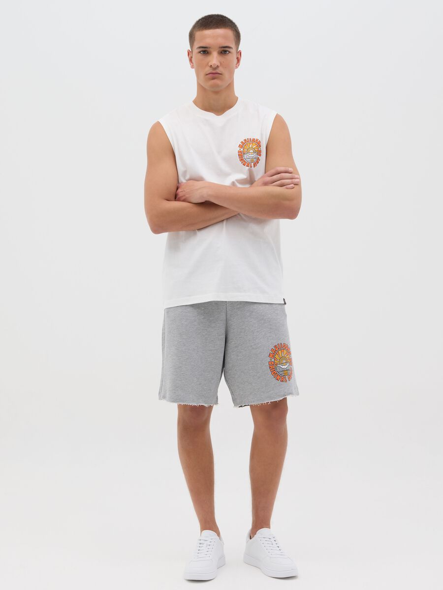 White Pure Cotton Vest with Ovs Print_2