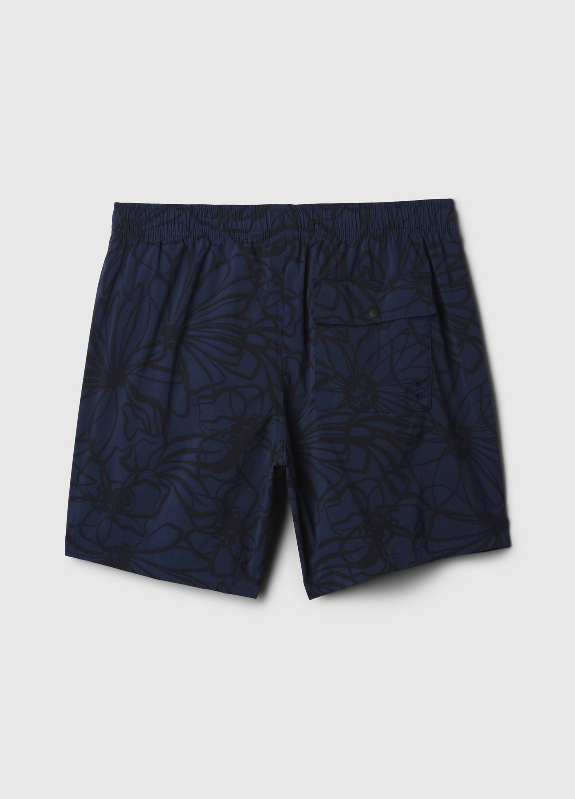 Swimming trunks with pattern and drawstring