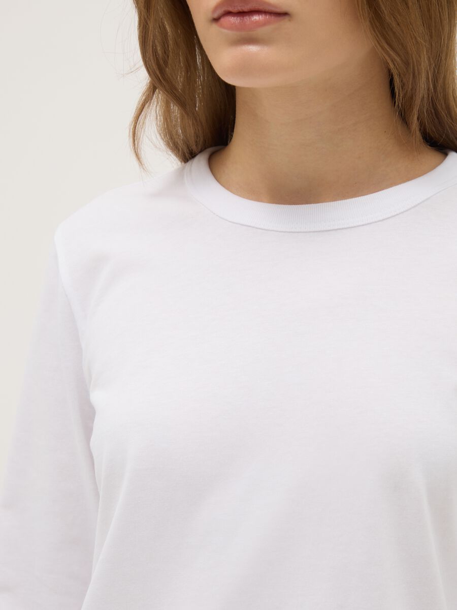 White long sleeve t-shirt in pure cotton regular fit_3