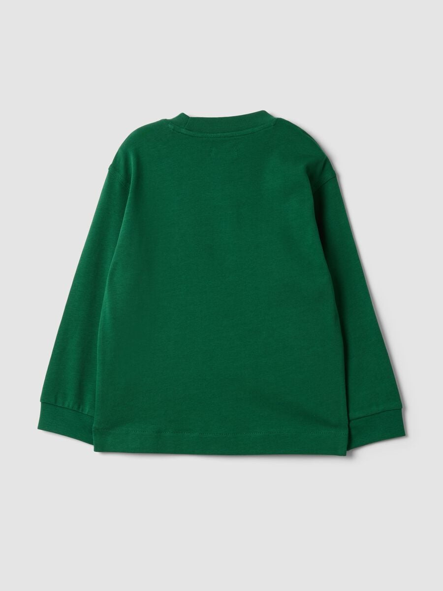 T-shirt verde in puro cotone girocollo a maniche lunghe per bambino_1