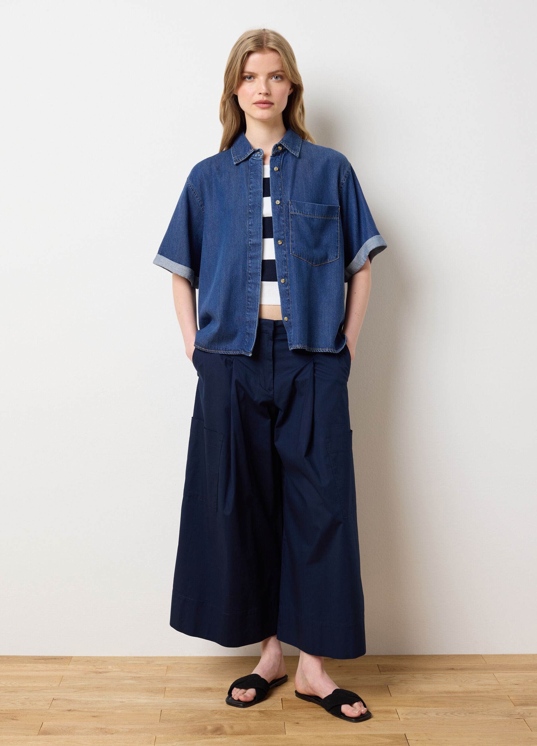 Women's Oversized Blue Denim Shirt