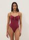 Red stretchy one-piece swimsuit with straps_0