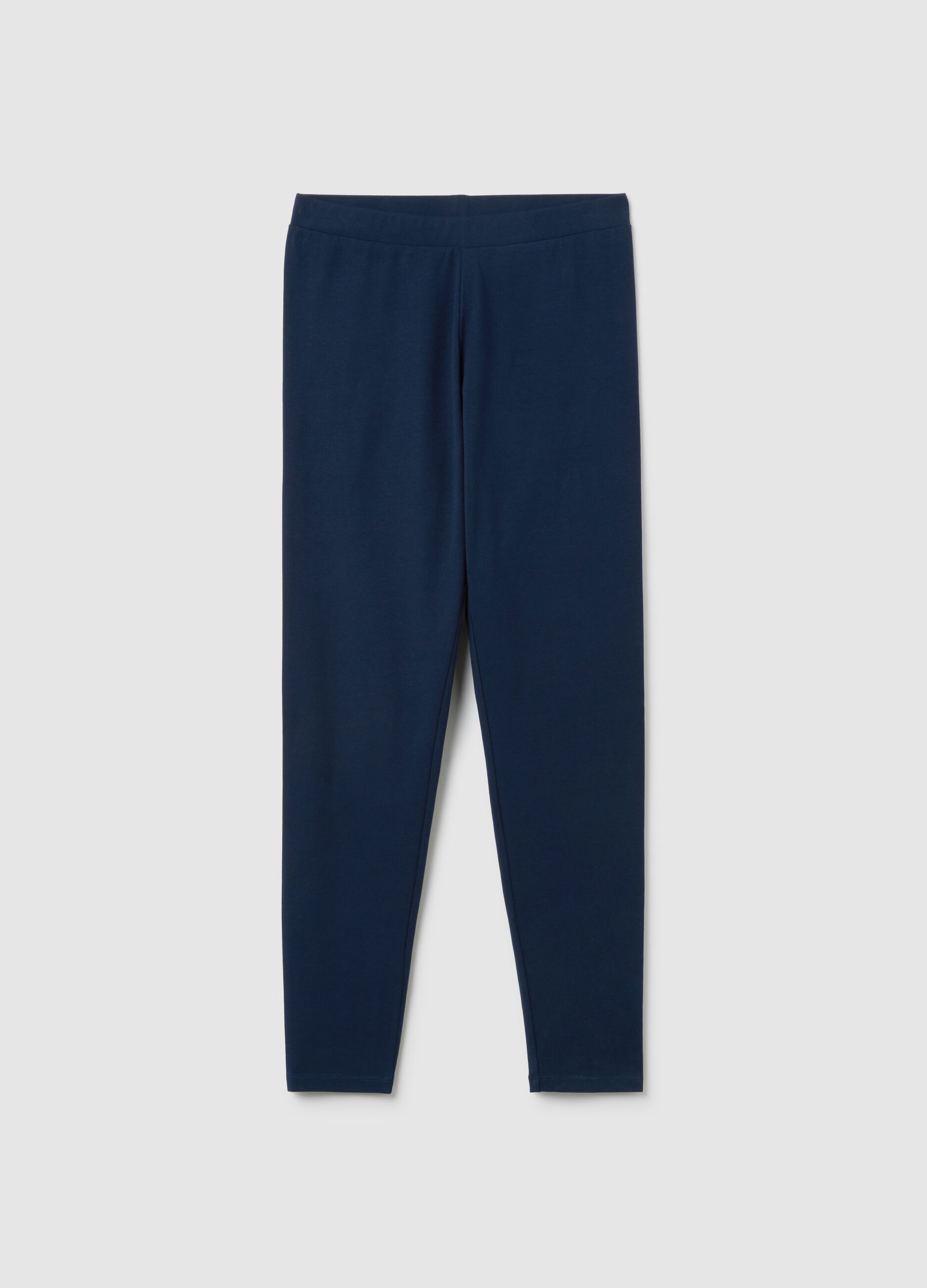Skinny blue stretch cotton leggings