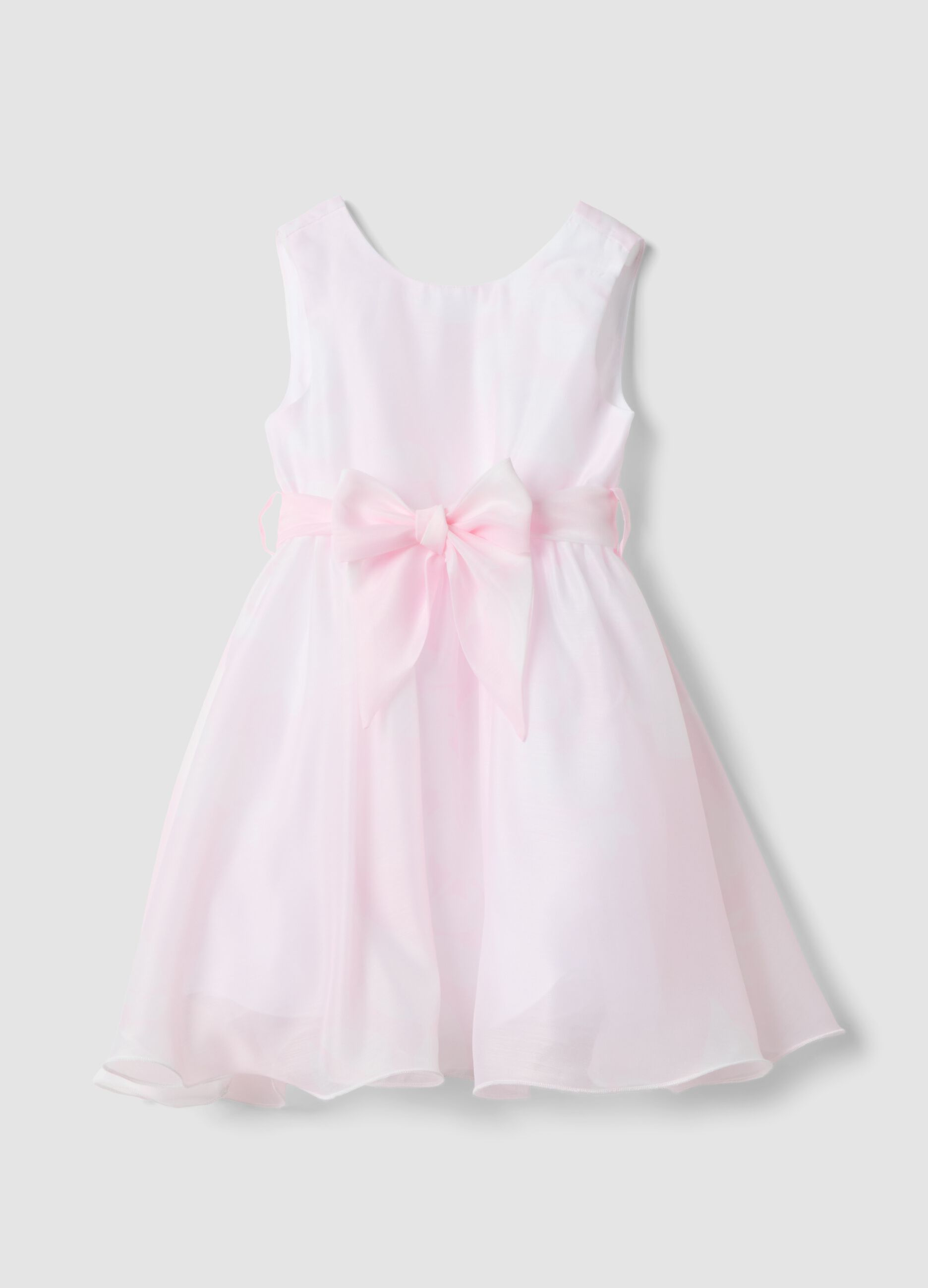 Girls&rsquo; sleeveless pink dress with waist bow