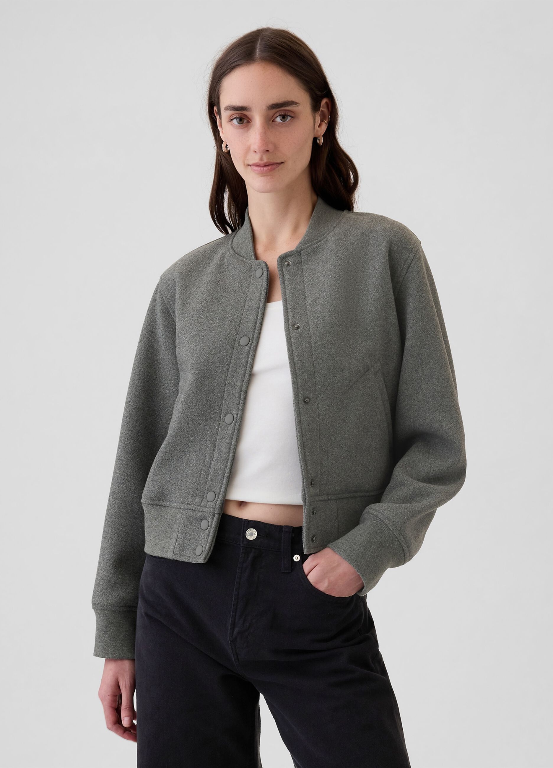 Bomber jacket in mélange wool blend