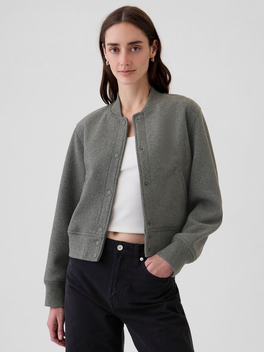 Bomber jacket in mélange wool blend_0