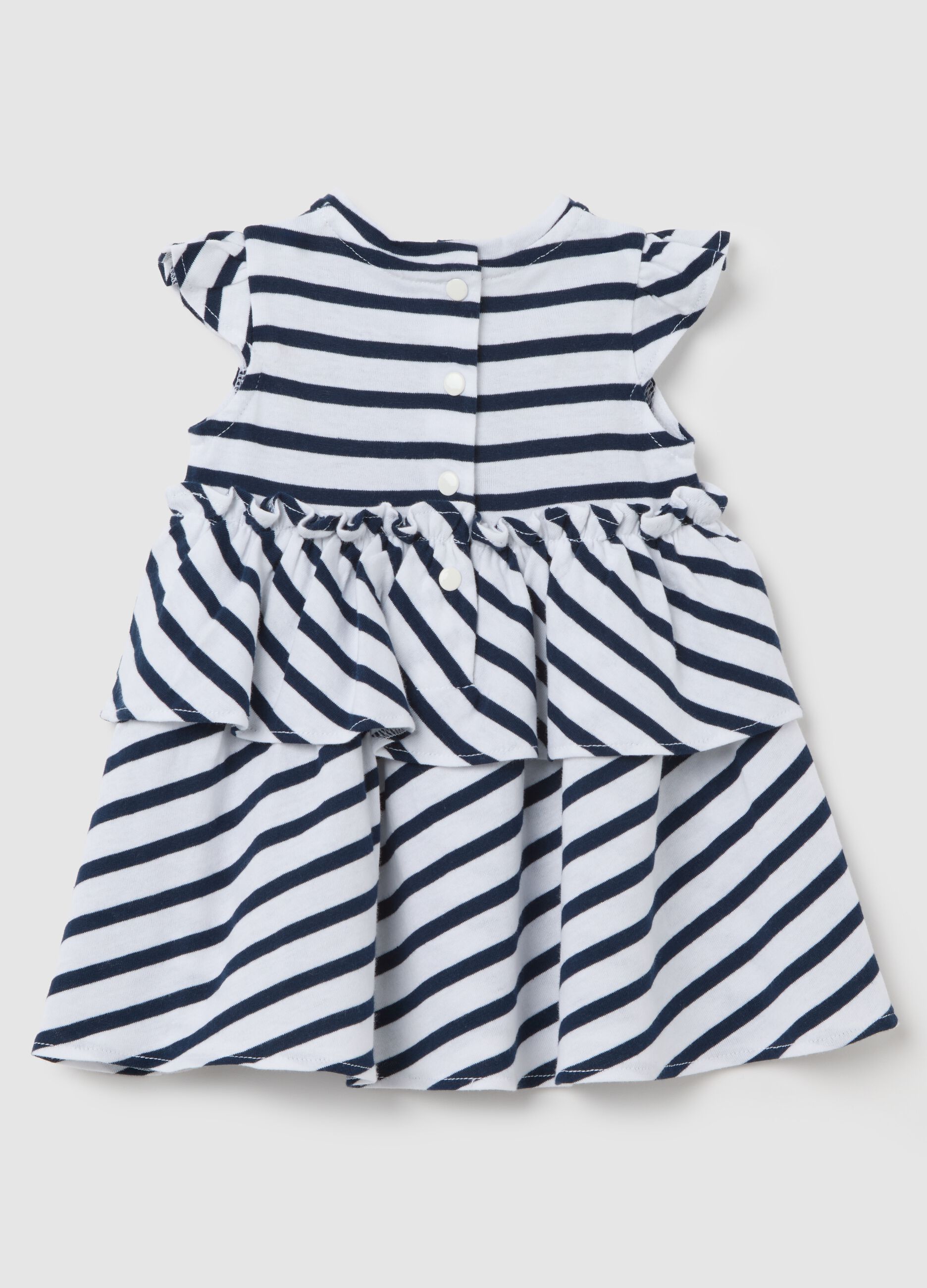 Abito bianco e blu in cotone organico a righe