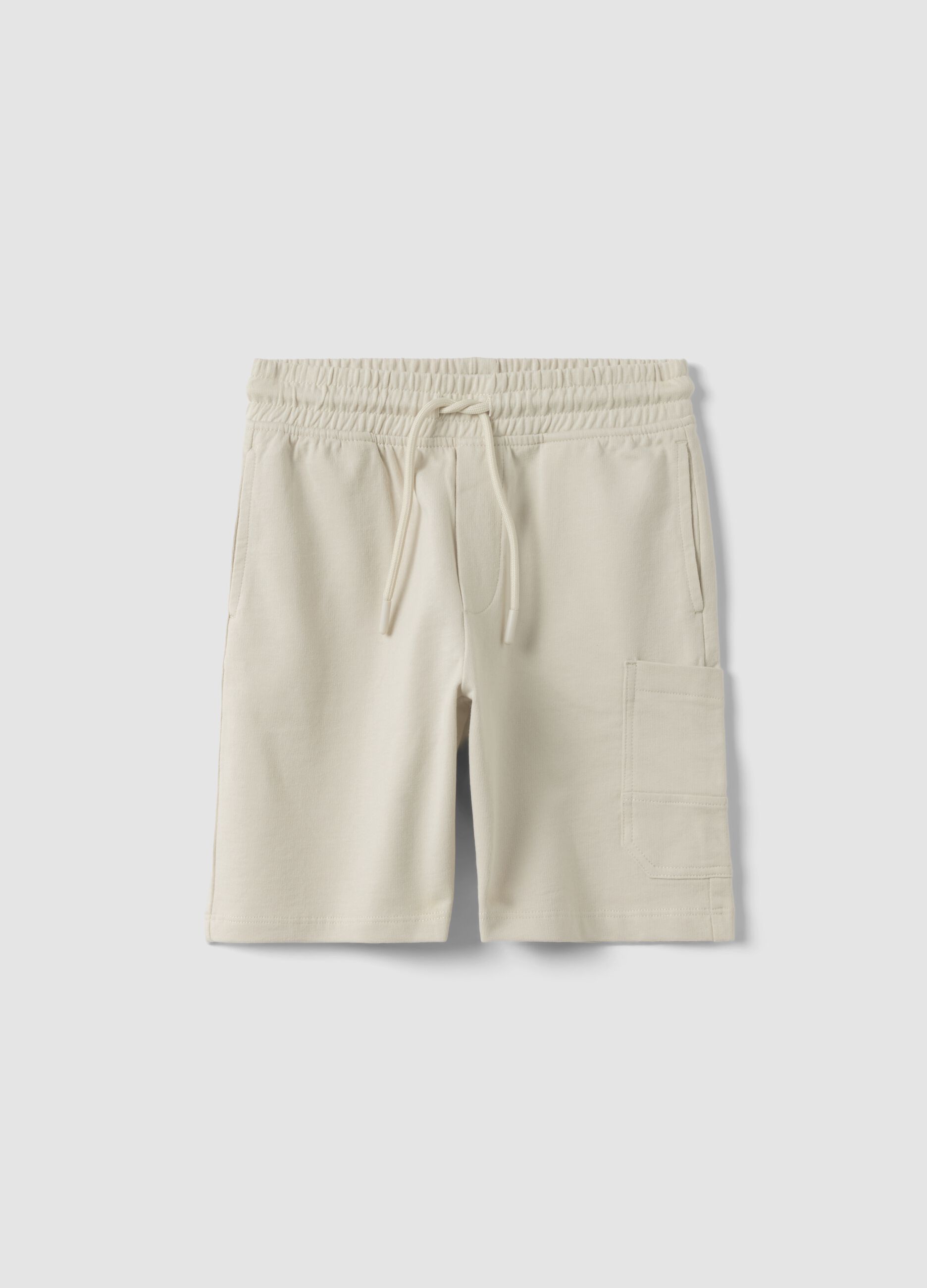 Pantaloncini in puro cotone beige da bambino regular fit