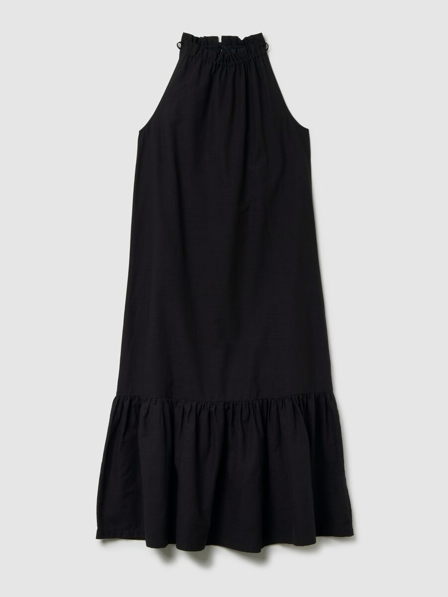 Women's long dress in pure black cotton, oversize_4
