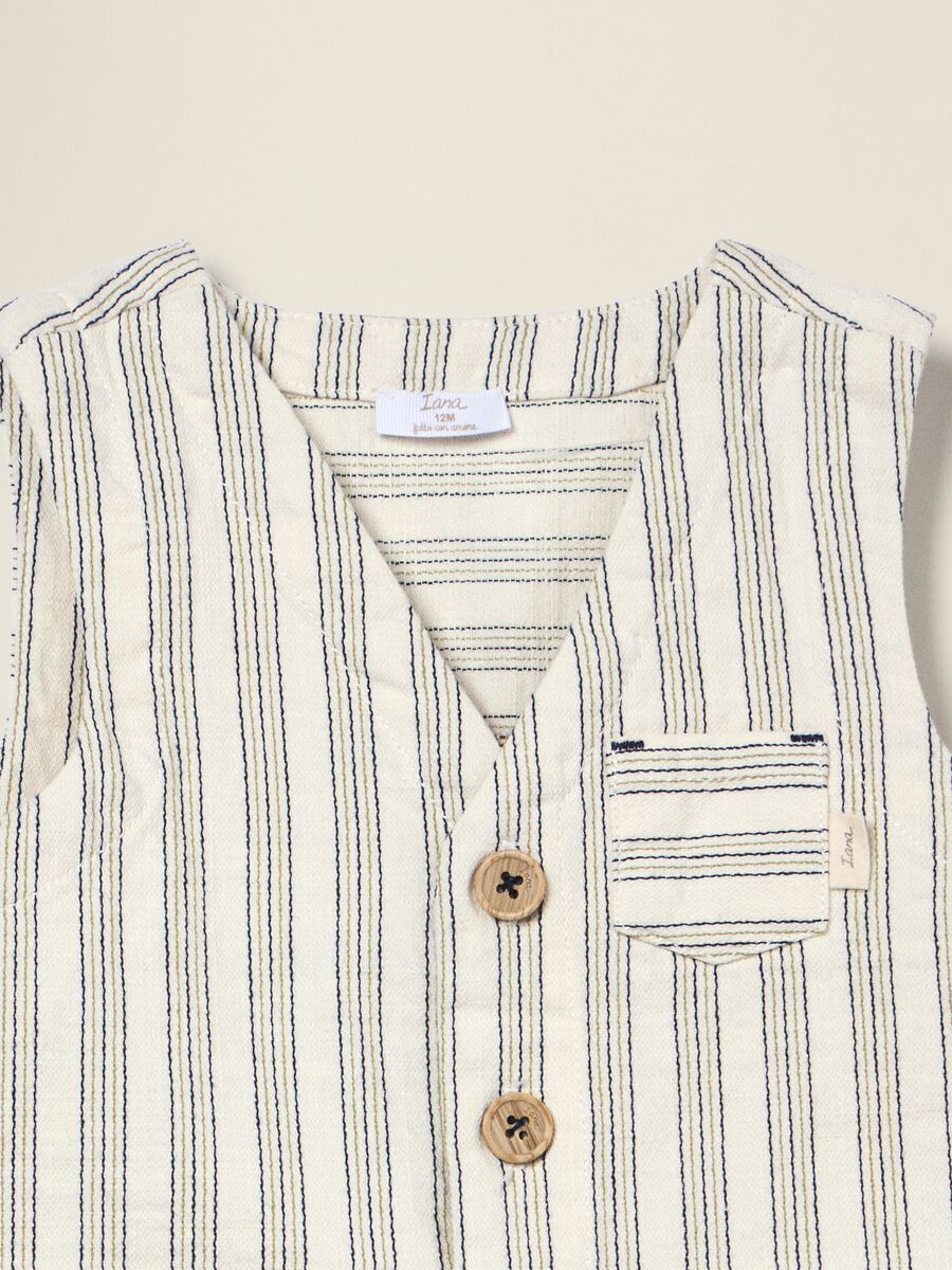 Beige pure cotton striped waistcoat_2