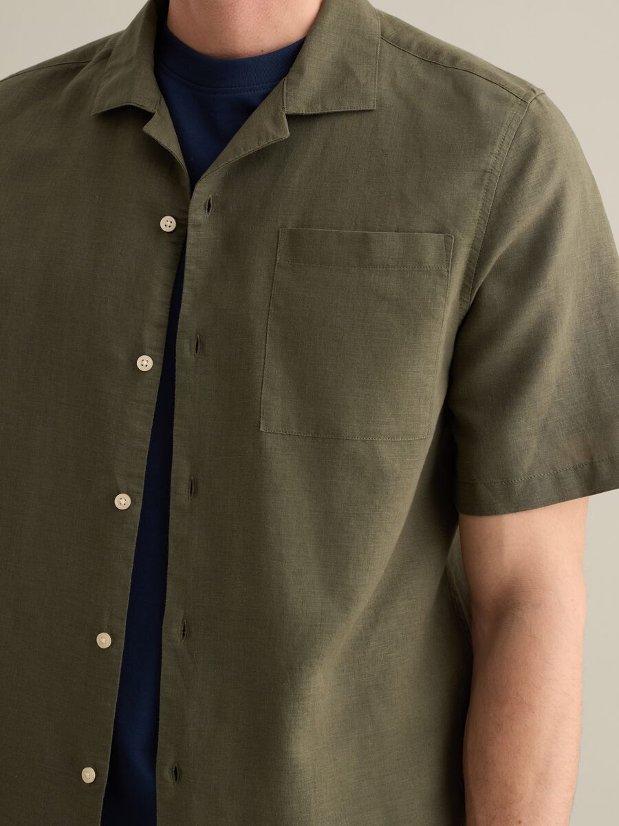 Green linen and cotton shirt Piombo_2