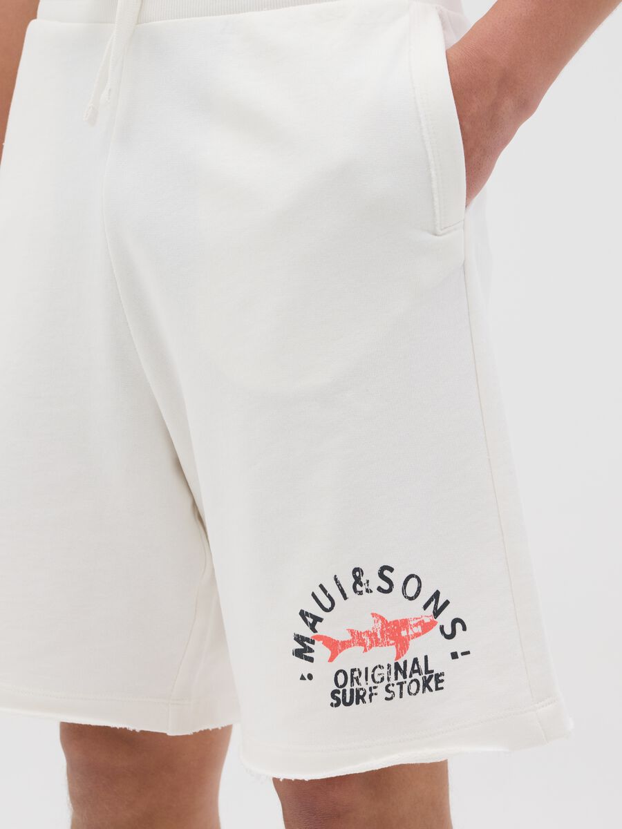 White Relax Fit Cotton Bermuda Shorts by Ovs_3