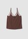 Brown stretch viscose tank top with lace and V-neckline_4