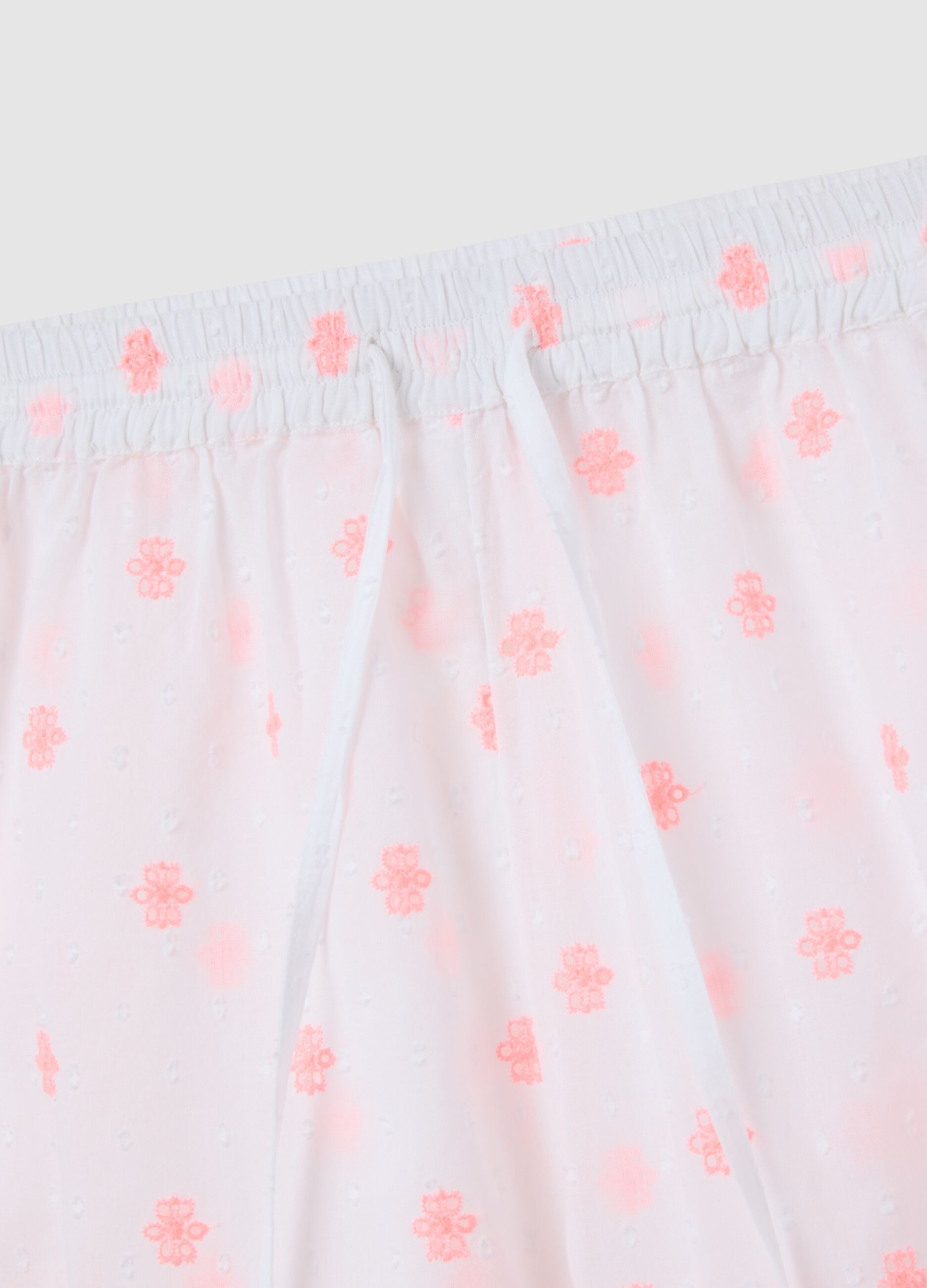 Women's white pure cotton regular fit pyjama