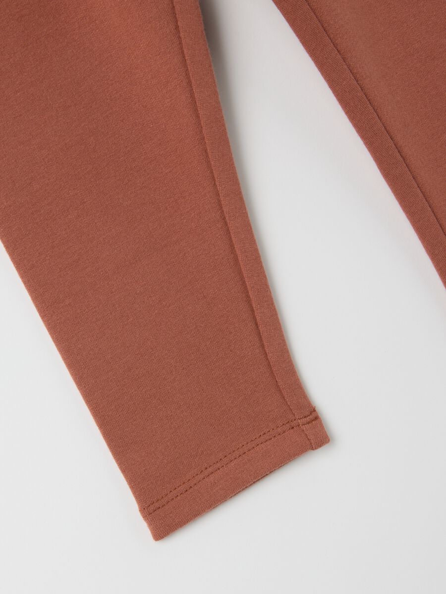 Girls' Stretch Cotton Brown Slim Fit Leggings_3