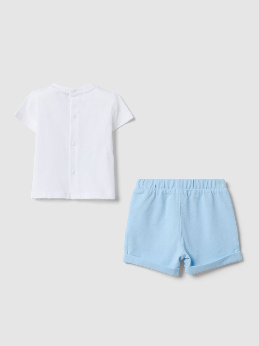 Set maglia pantaloncini in puro cotone multicolor da neonato_1