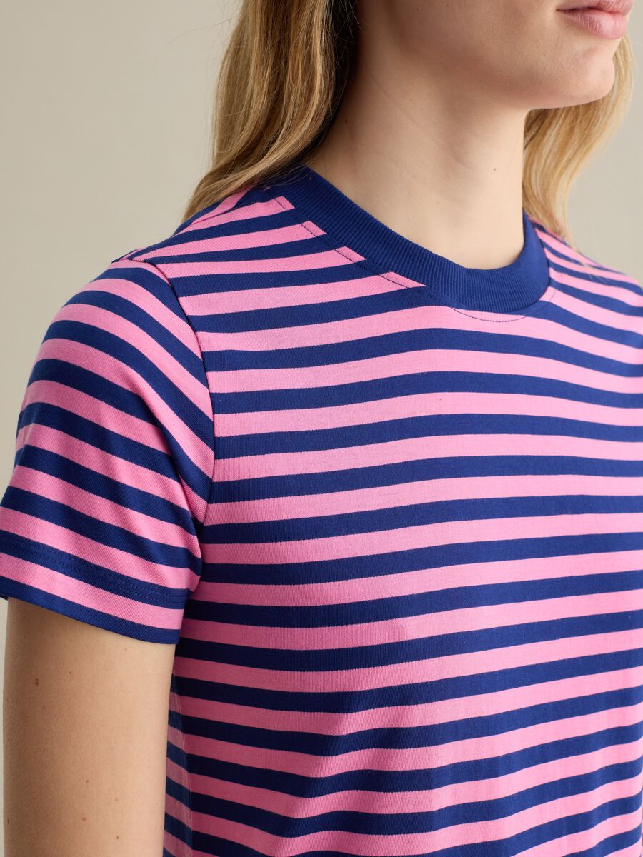 Pink and blue striped T-shirt with short sleeves_2