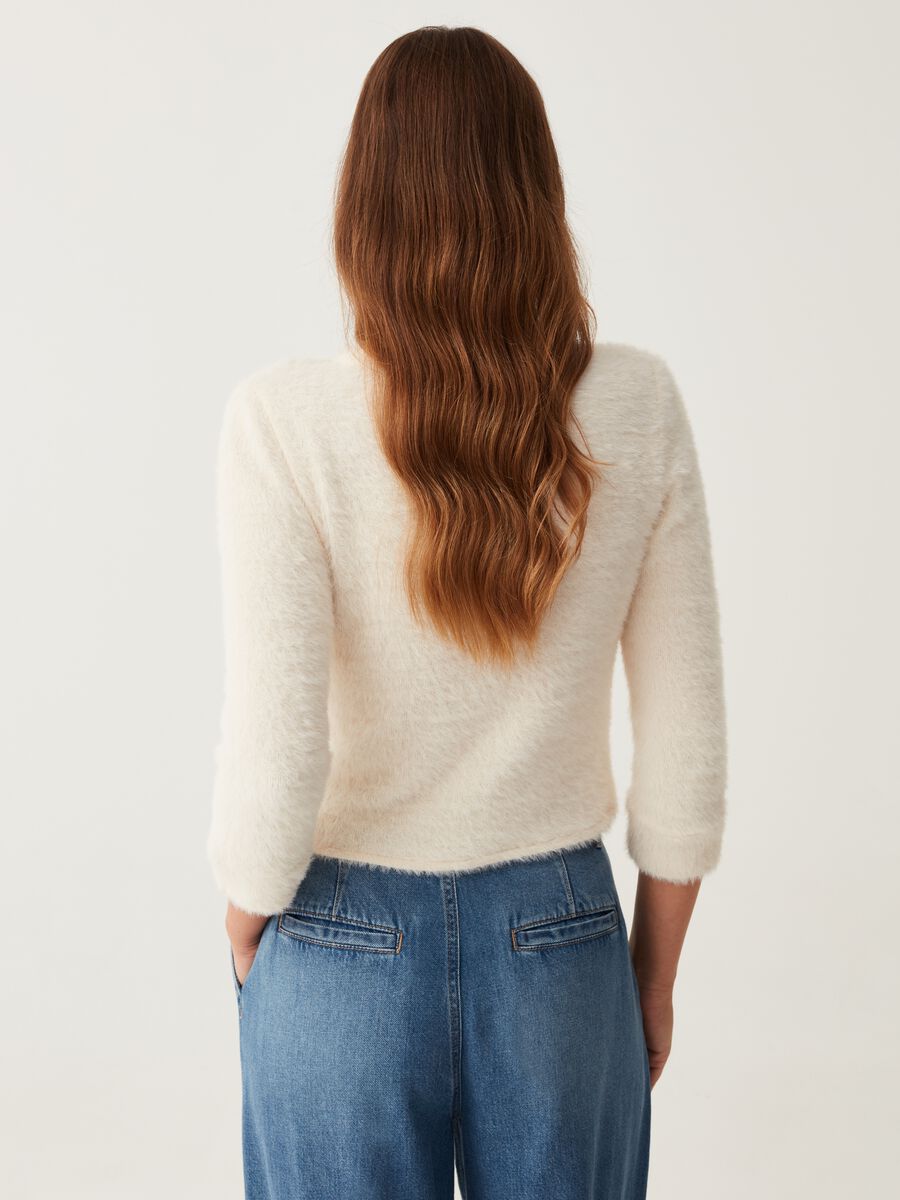 Top in furry yarn with three-quarter sleeves_2