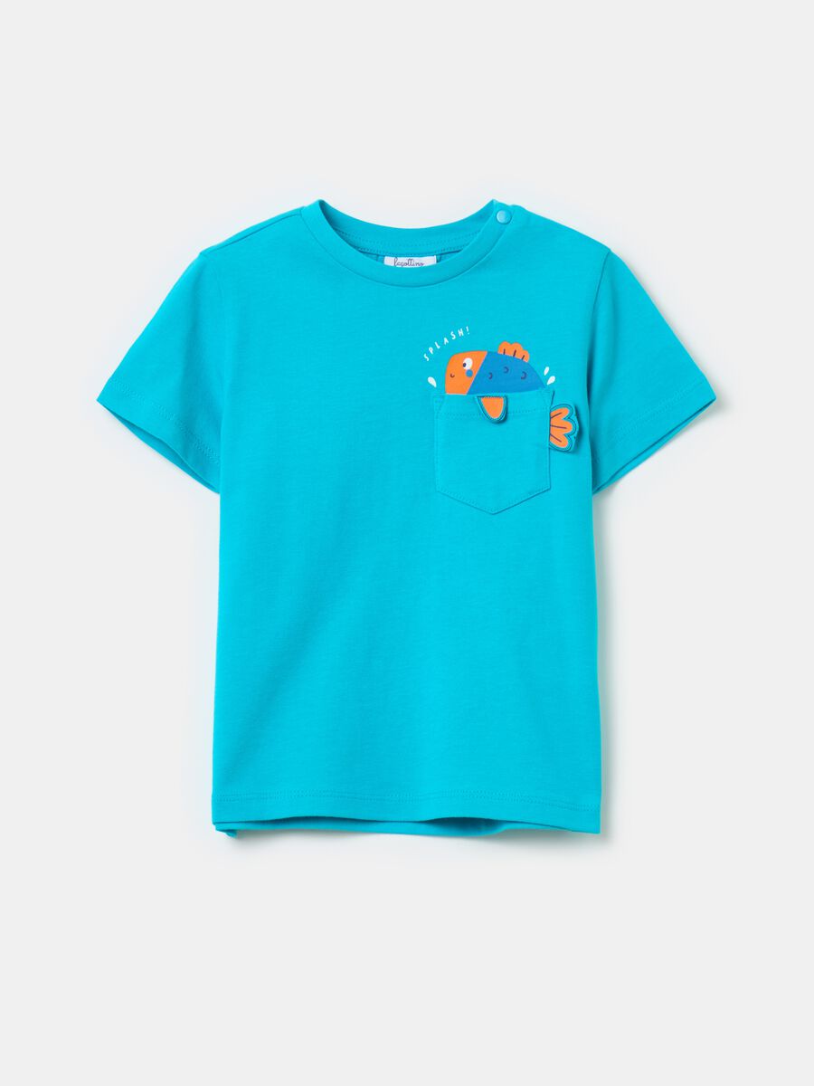 Cotton T-shirt with pocket and print_0
