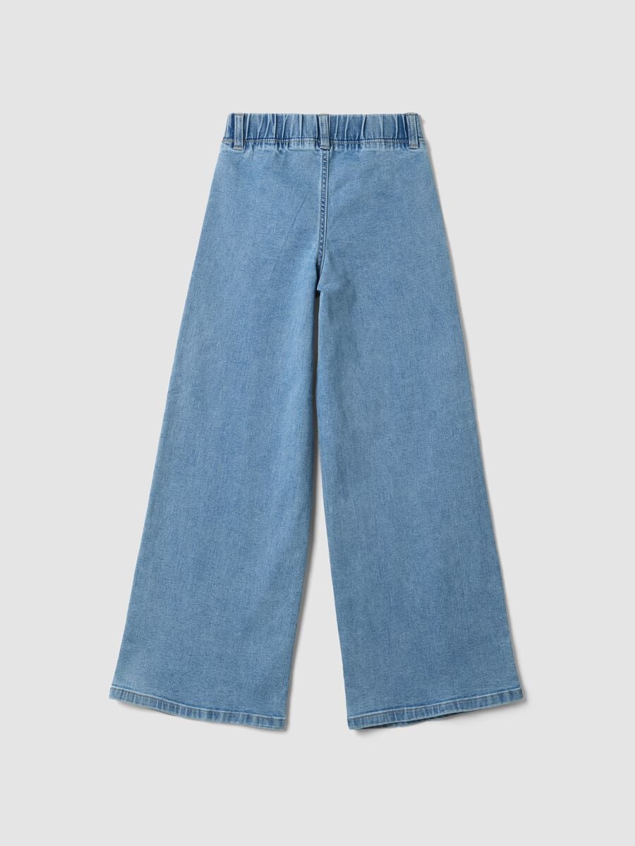 Jeggings denim in cotone e viscosa elasticizzata super wide leg da ragazza_2