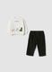 Green and white pure cotton set with dinosaur print_0