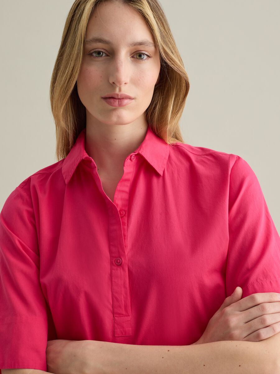 Pink shirt dress in poplin_3