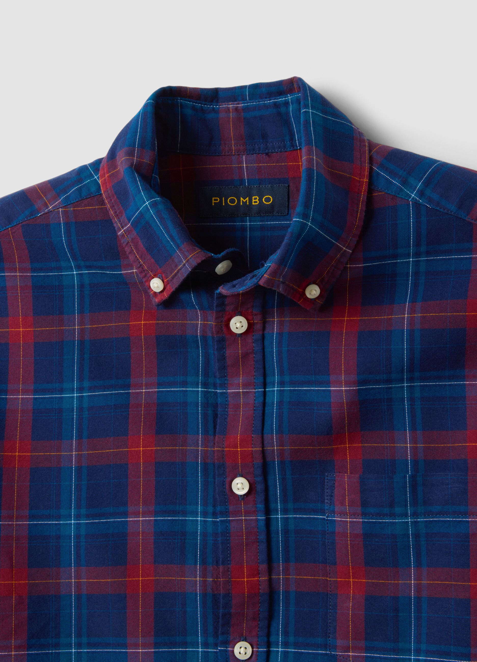 Blue checked Oxford shirt in pure cotton, regular fit