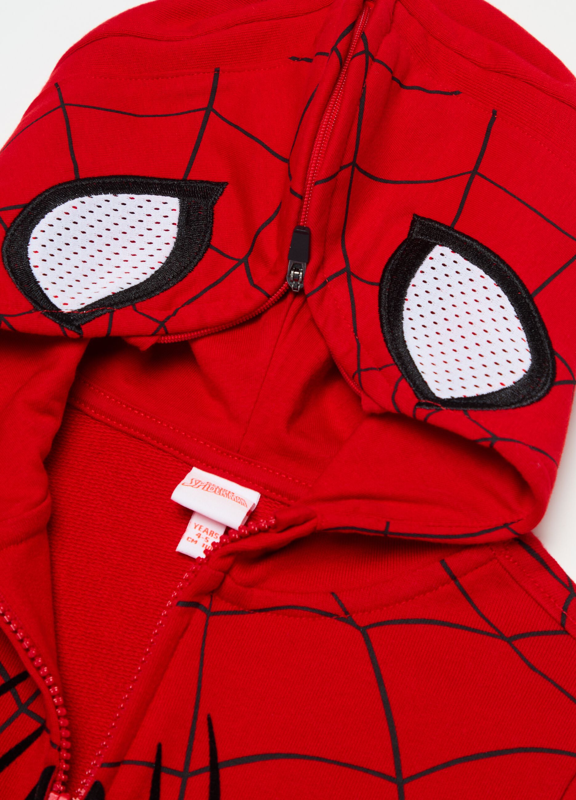 Full-zip sweatshirt with hood and Spider-Man print