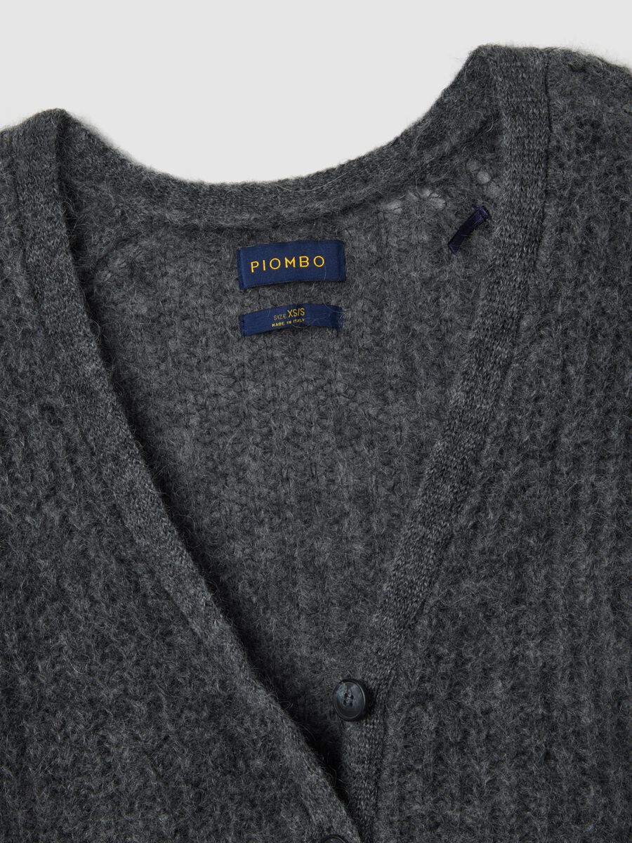 Grey deep V cardigan oversized fit_5