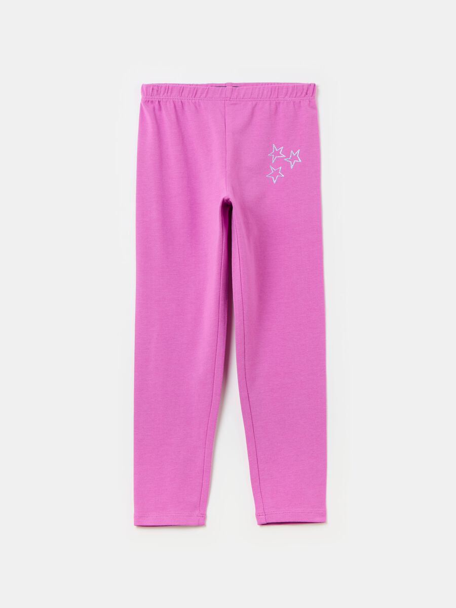 Printed stretch cotton leggings_0