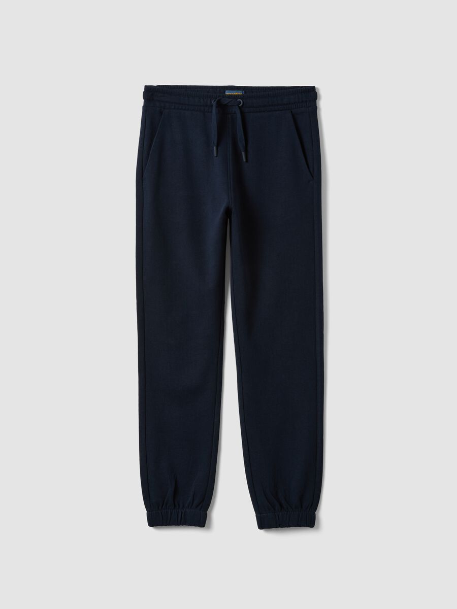 Navy organic cotton joggers with drawstring for boys_4