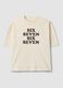 T-shirt bianca in puro cotone con stampa frontale Six Seven boxy fit_4