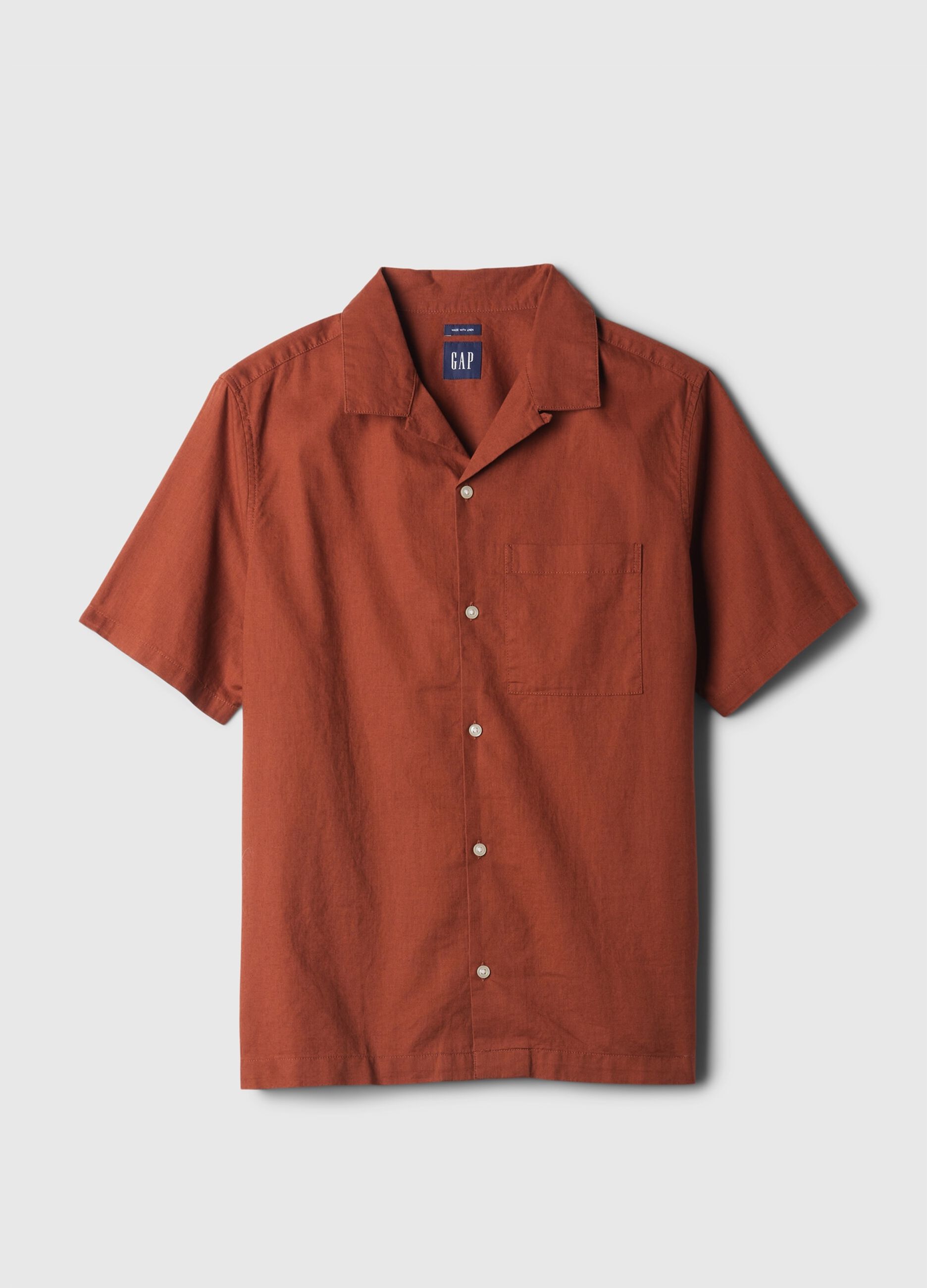 Linen and cotton short-sleeved shirt