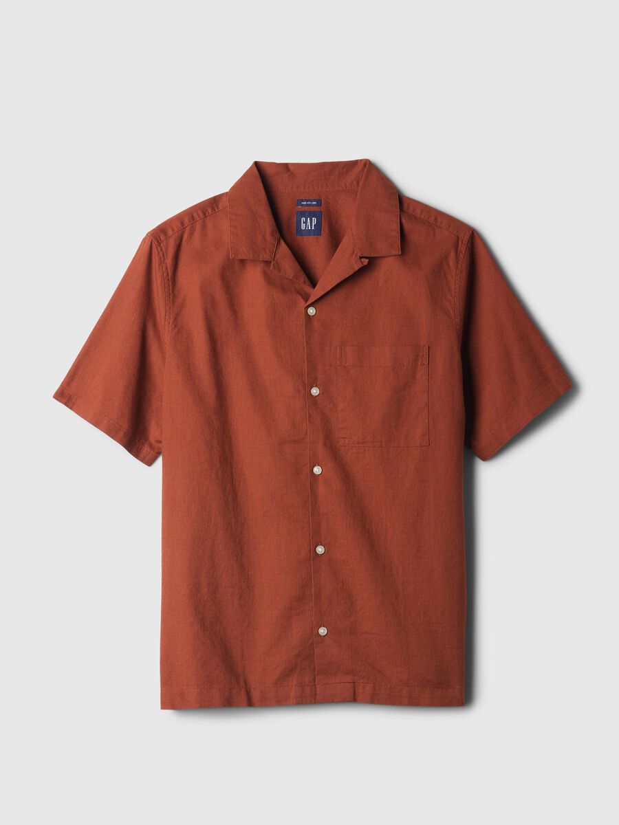 Linen and cotton short-sleeved shirt_3