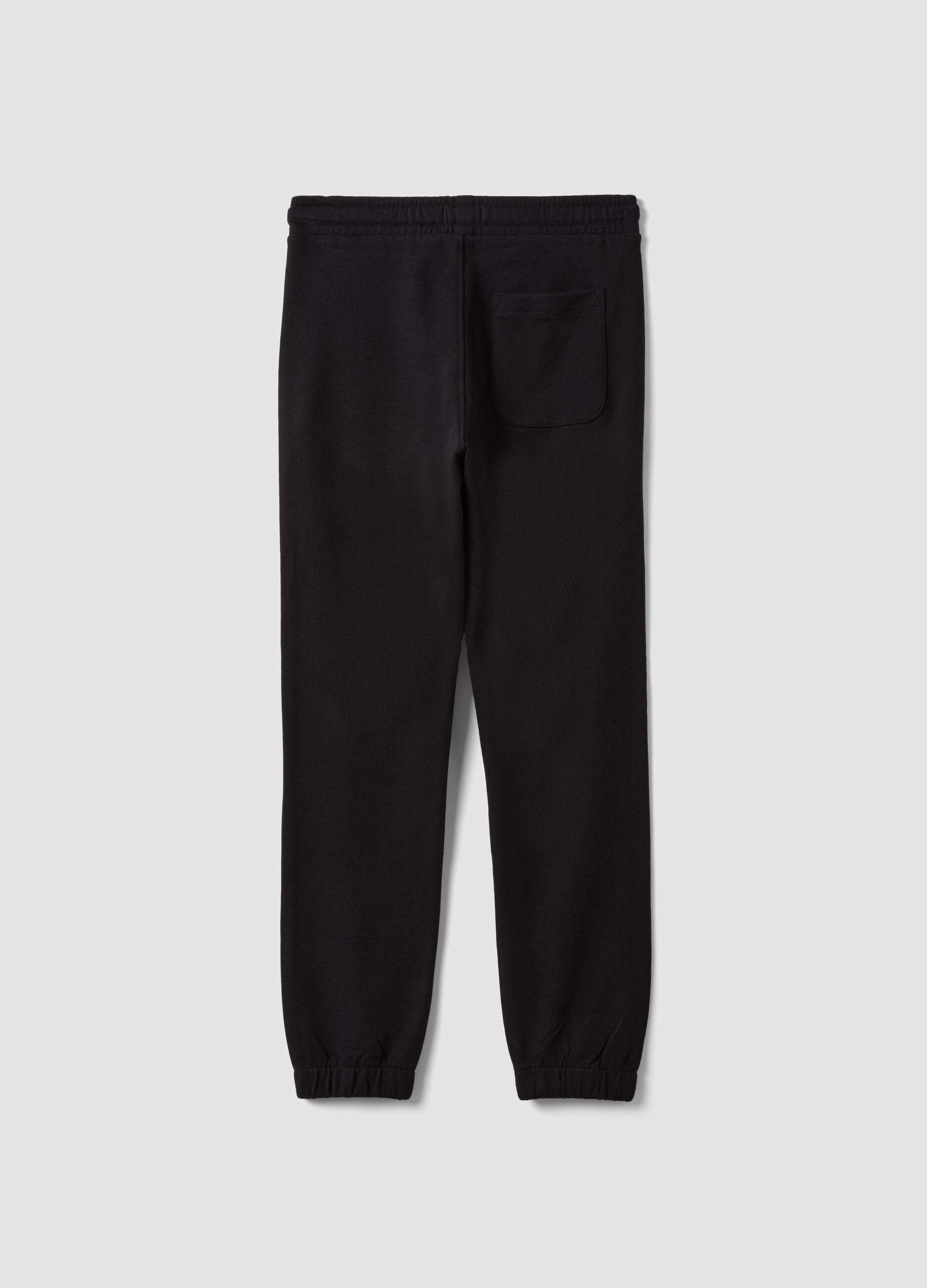Black joggers in 100% organic cotton with drawstring for boys