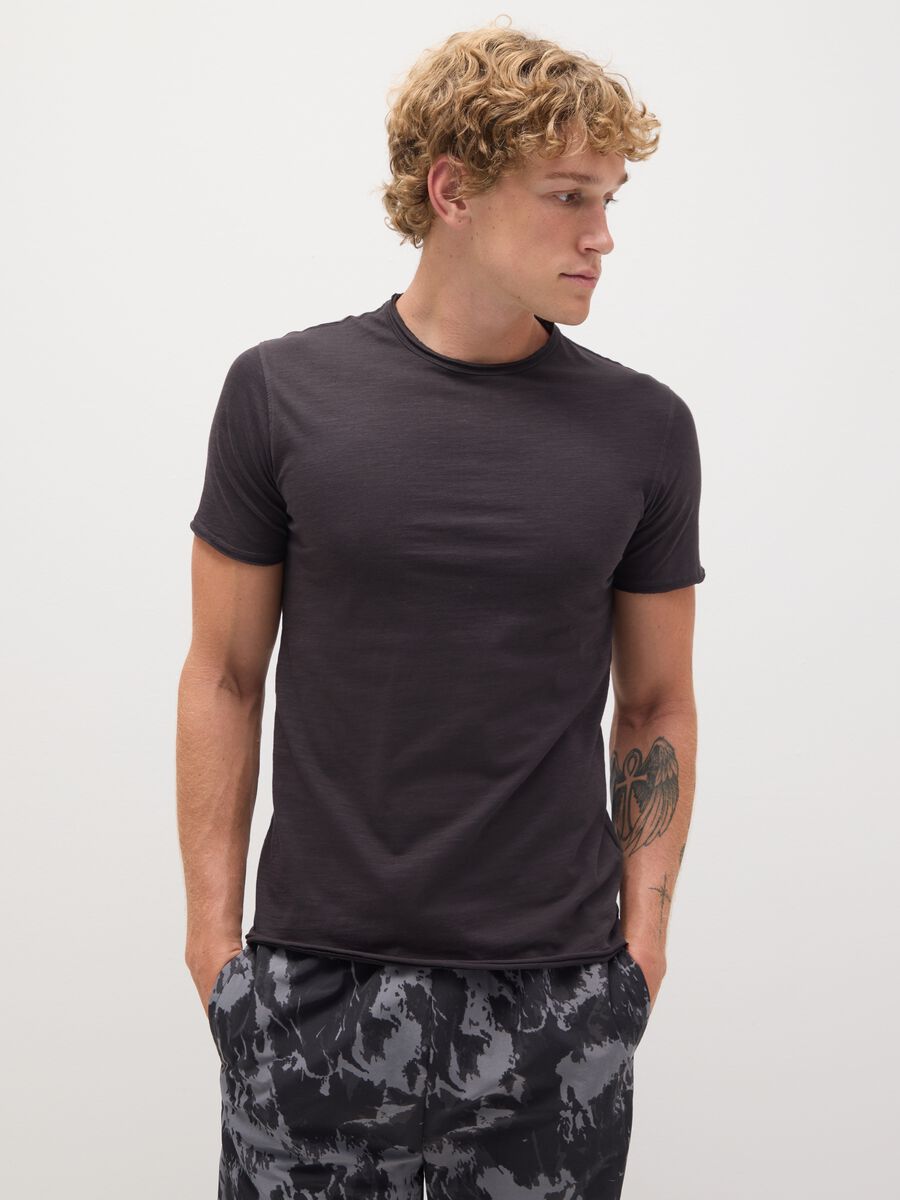 Men's black pure cotton T-shirt regular fit_0