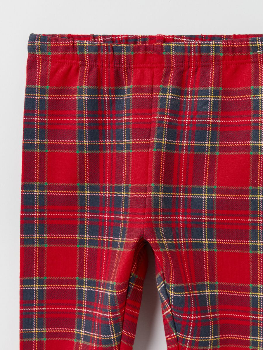 Leggings in cotone stretch con fantasia tartan_2