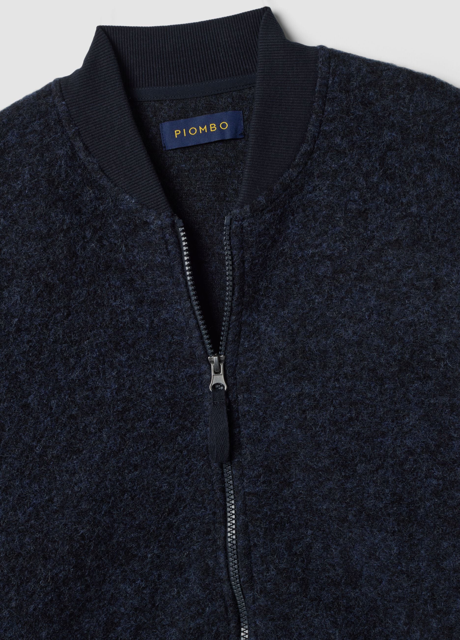 Blue wool-blend sweatshirt with ribbed collar