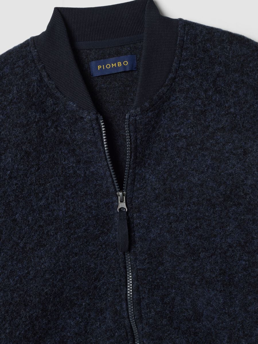 Blue wool-blend sweatshirt with ribbed collar_1