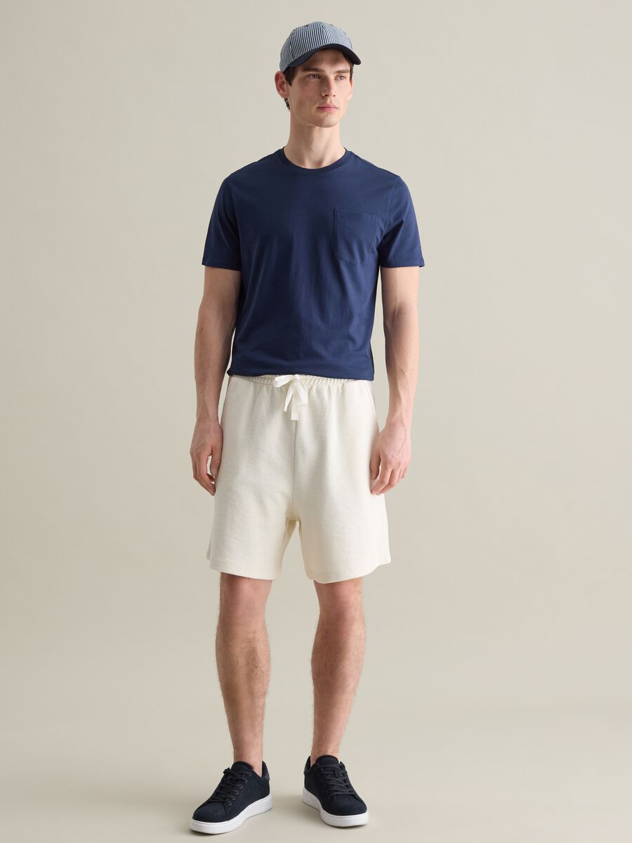 White Cotton Bermuda Shorts Piombo_0