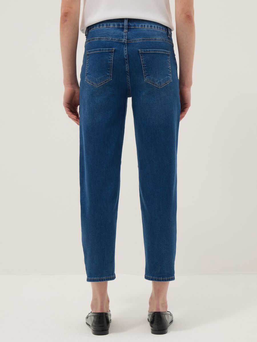 Stretch Blue Denim Cotton Blend Trousers Regular Fit_2