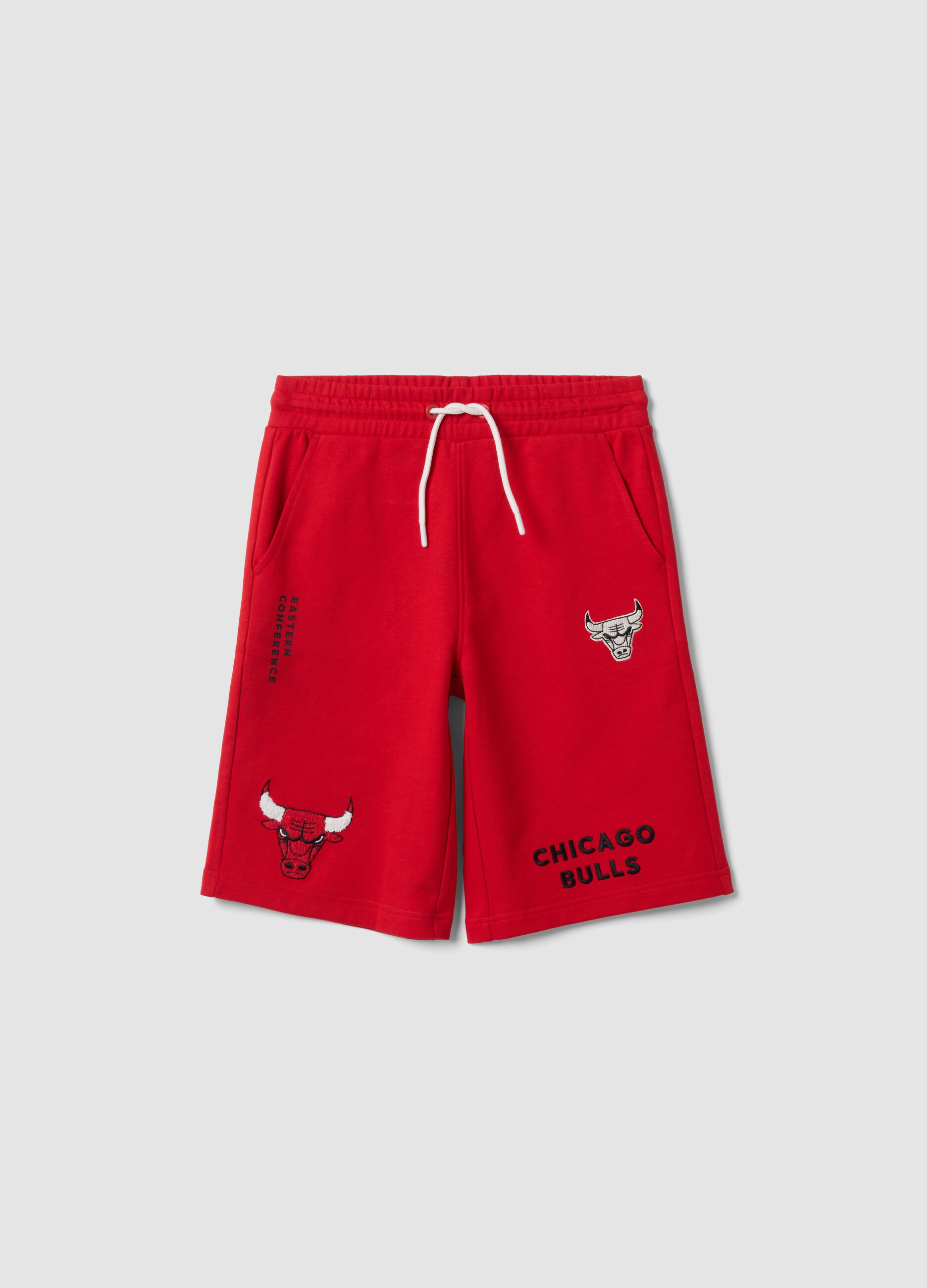 Regular-fit red cotton-blend shorts