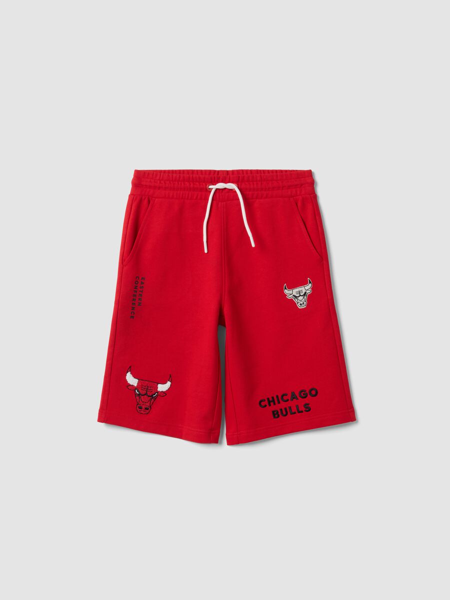 Regular-fit red cotton-blend shorts_0