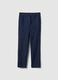 Blue slim fit stretch denim cotton blend trousers_4