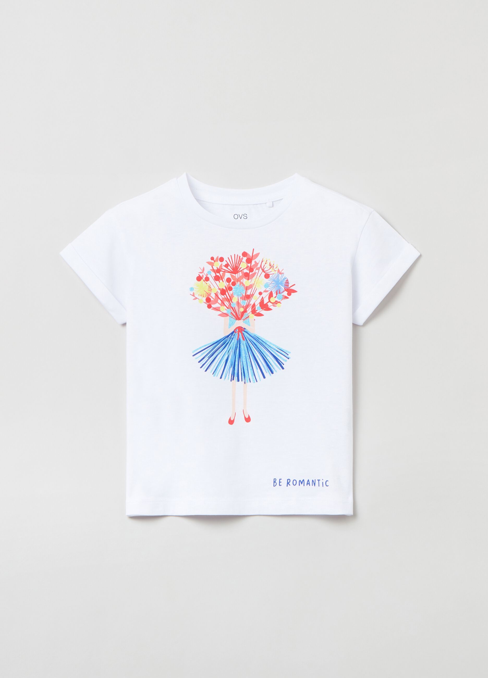 Cotton T-shirt with glitter print