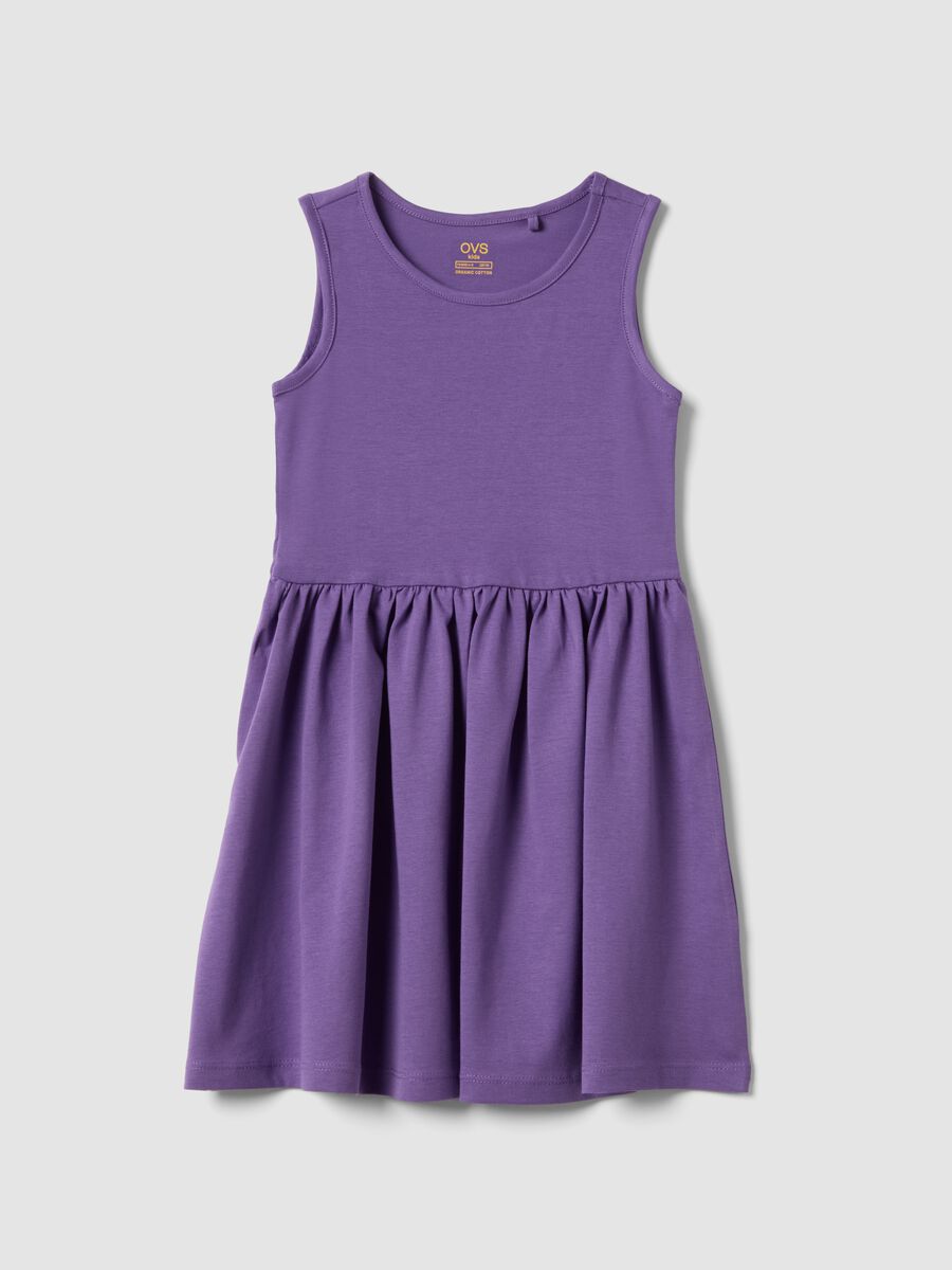 Vestito senza maniche in puro cotone viola da bambina regular fit_0