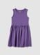 Girls' Sleeveless Purple Cotton Dress Regular Fit_0